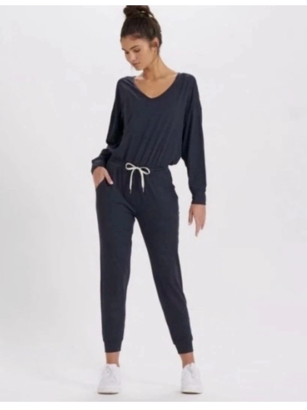 Vuori Lux Long Sleeve Romper in Midnight Heather